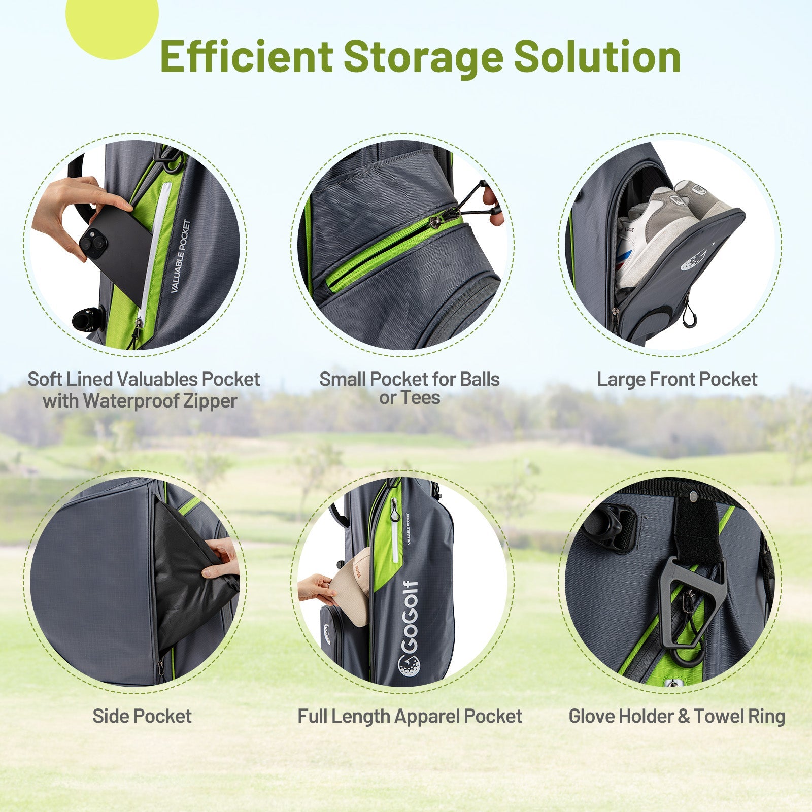 Golf Stand Bag Lightweight Golf Bag with 8 Way Top Dividers and 5 Zippered Pockets