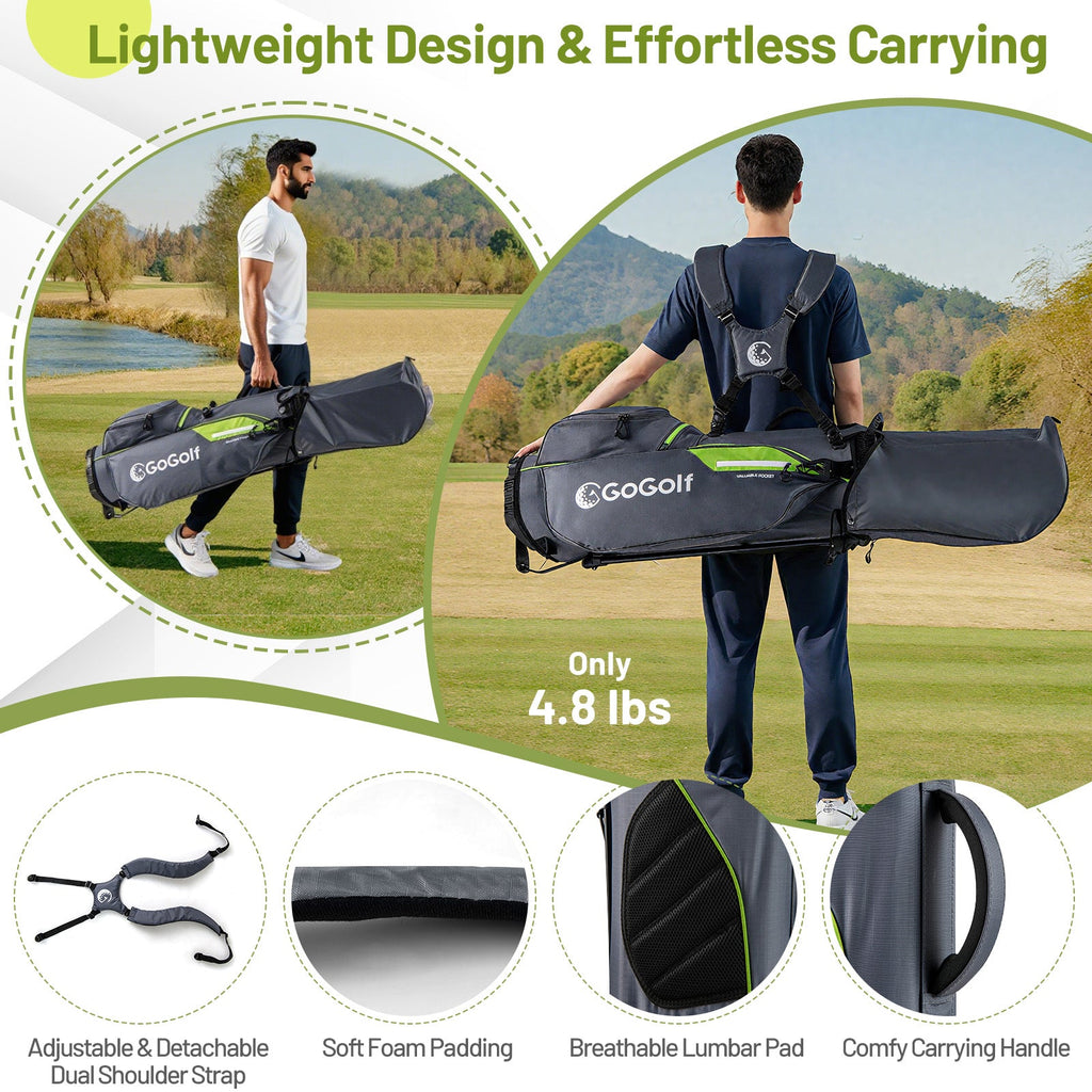 Golf Stand Bag Lightweight Golf Bag with 8 Way Top Dividers and 5 Zippered Pockets