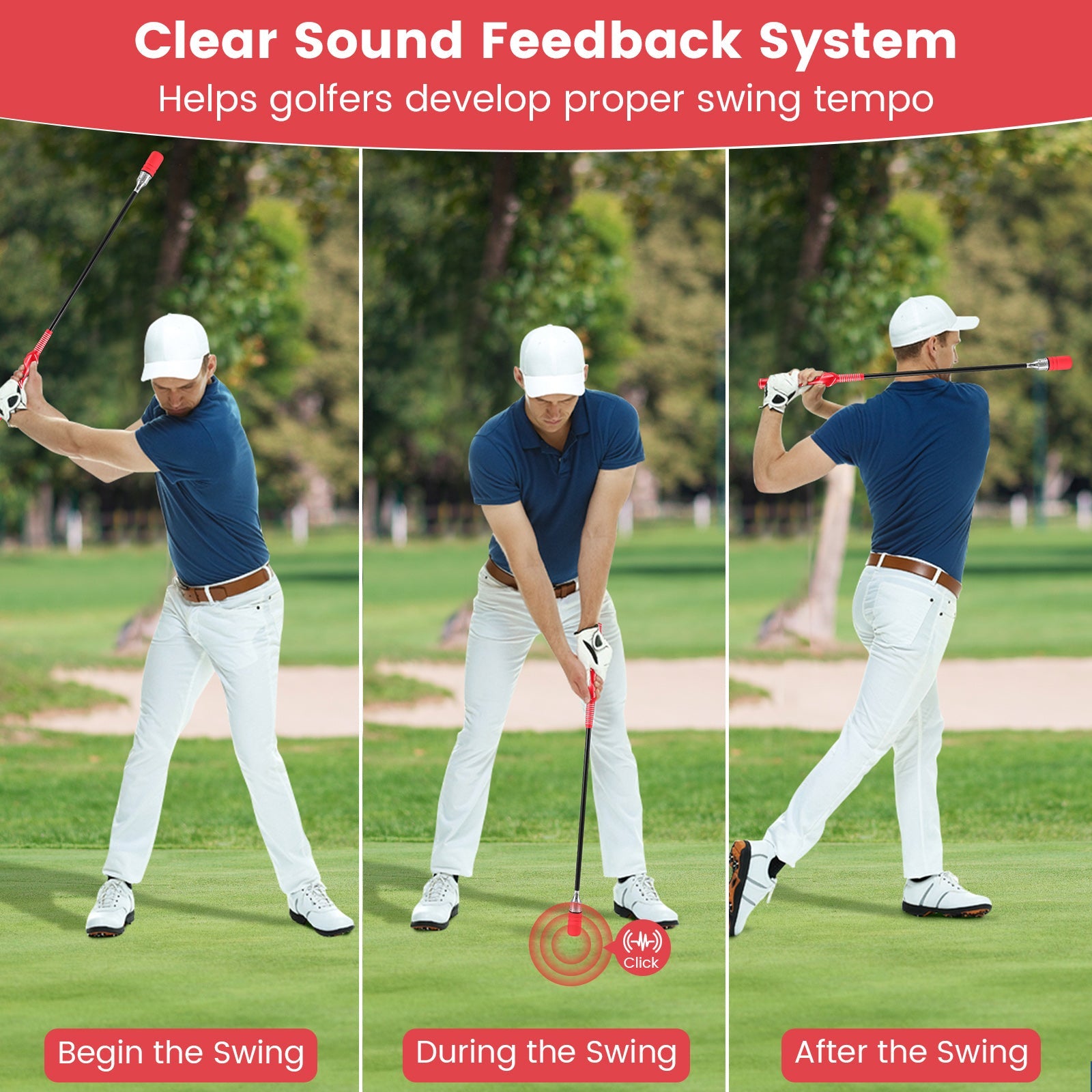 Golf Swing Trainer Click Stick Swing Training Aid for Speed Flexibility Balance