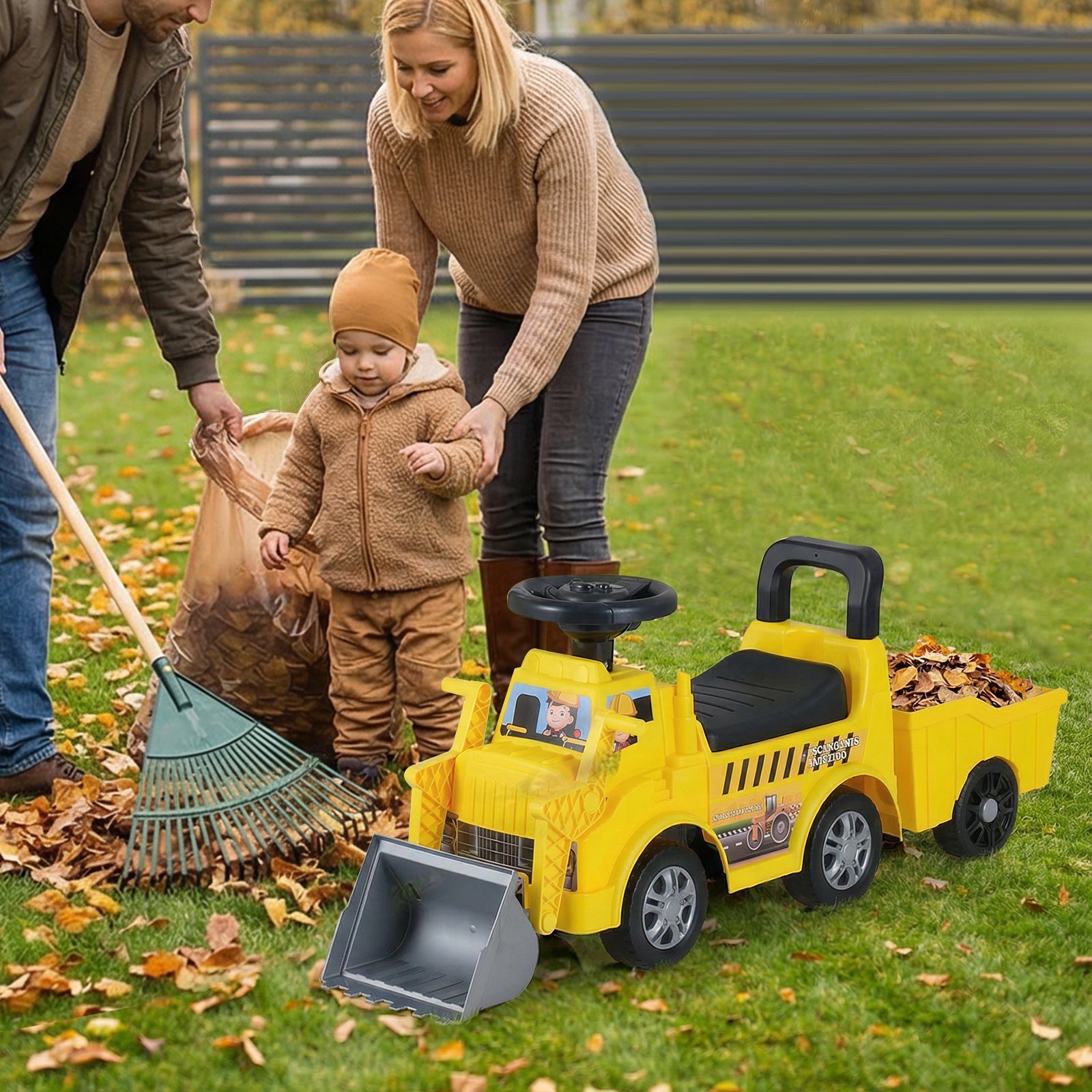 Kids Digger Ride on Truck with Shovel and Under-Seat Compartment