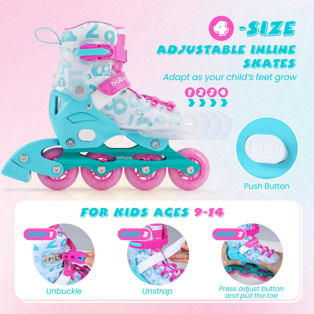 Kids Inline Skates with Light Up Wheels for Beginners Ages 9-14