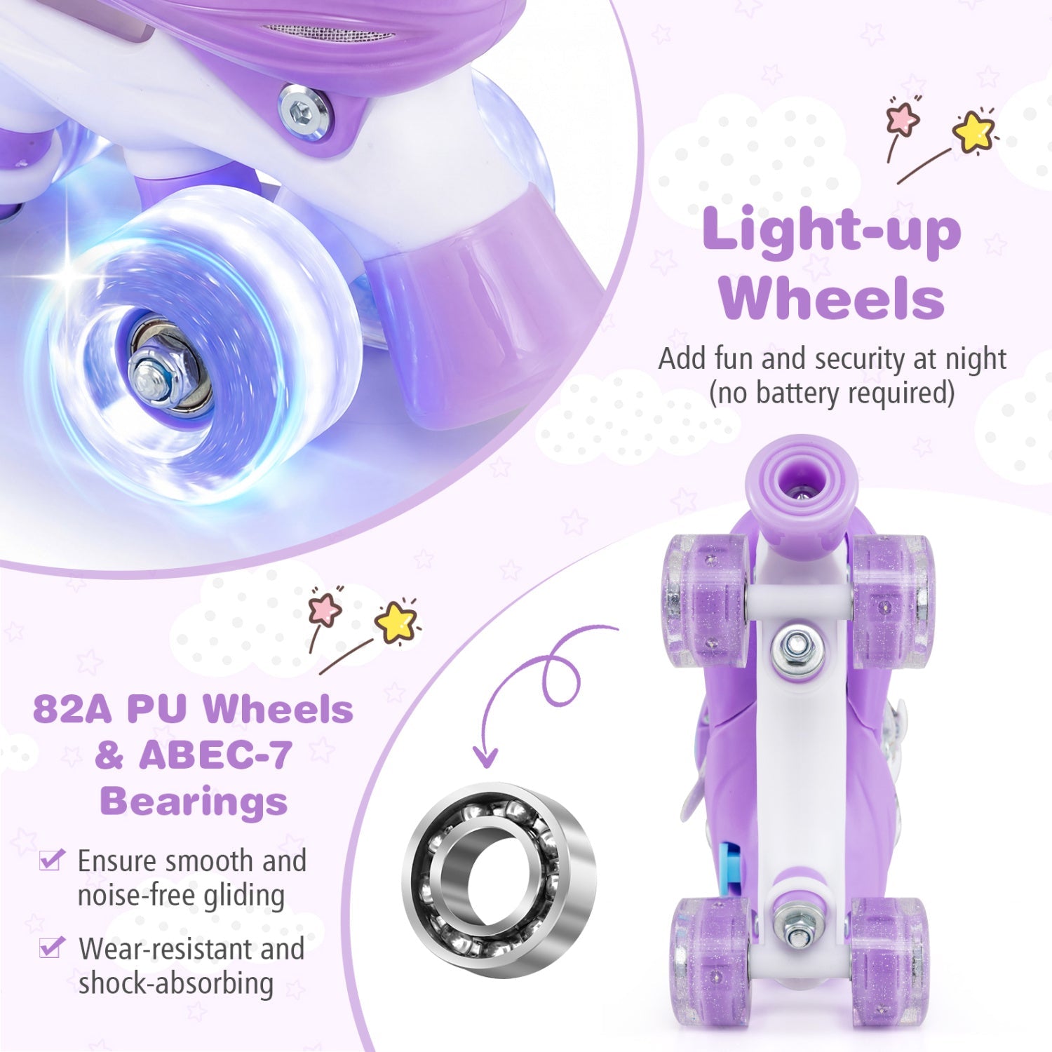 Kids Roller Skates for Girls Boys with Light-up Wheels and Safety Protection