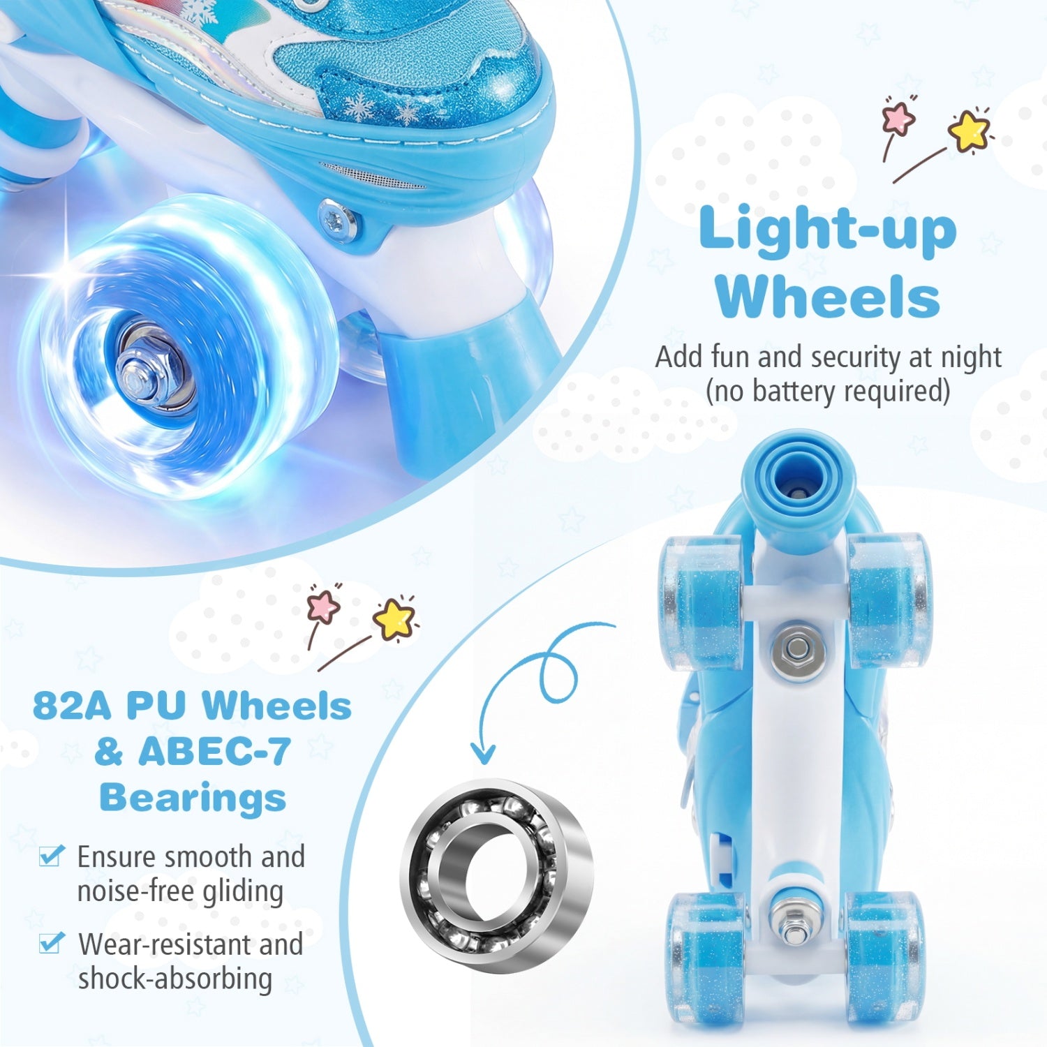 Kids Roller Skates for Girls Boys with Light-up Wheels and Safety Protection