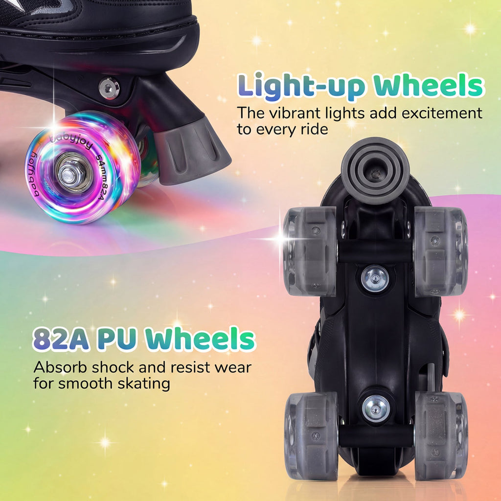 Kids Roller Skates for Girls Boys 4 Sizes Adjustable Quad Skates with Light-up Wheels