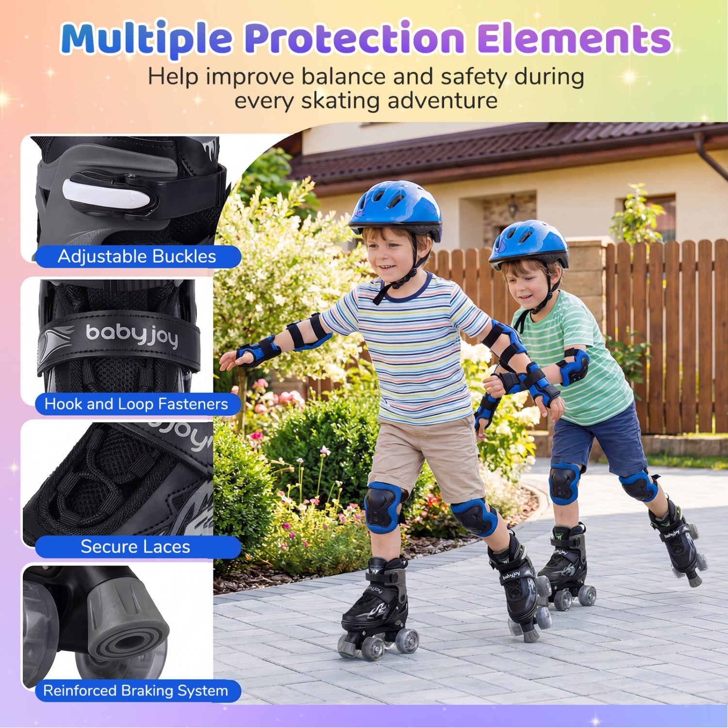 Kids Roller Skates for Girls Boys 4 Sizes Adjustable Quad Skates with Light-up Wheels