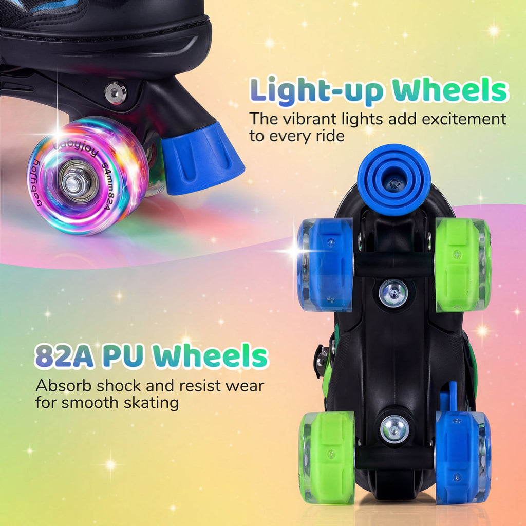 Kids Roller Skates for Girls Boys 4 Sizes Adjustable Quad Skates with Light-up Wheels