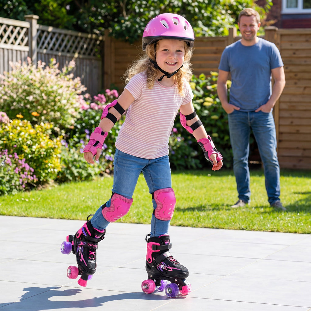 Kids Roller Skates for Girls Boys 4 Sizes Adjustable Quad Skates with Light-up Wheels