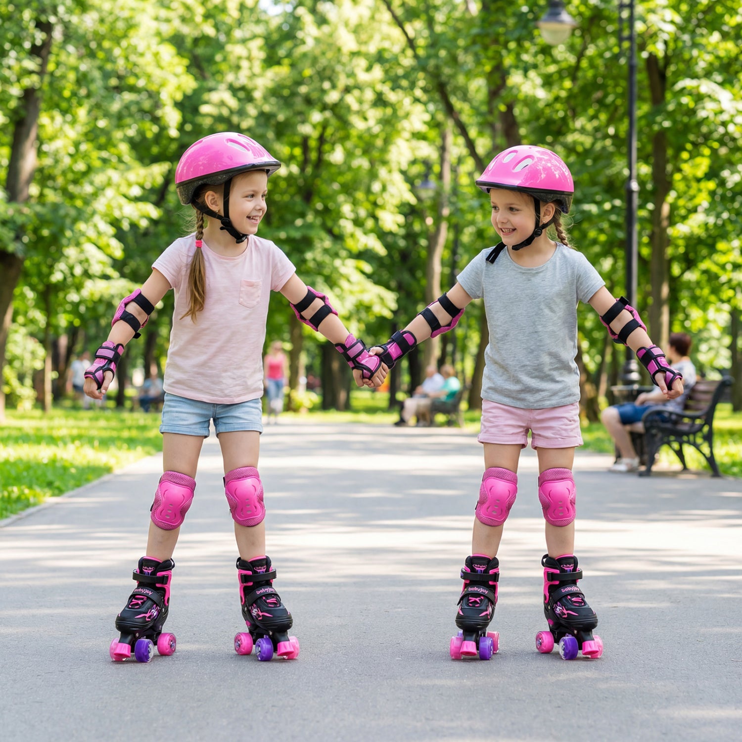 Kids Roller Skates for Girls Boys 4 Sizes Adjustable Quad Skates with Light-up Wheels