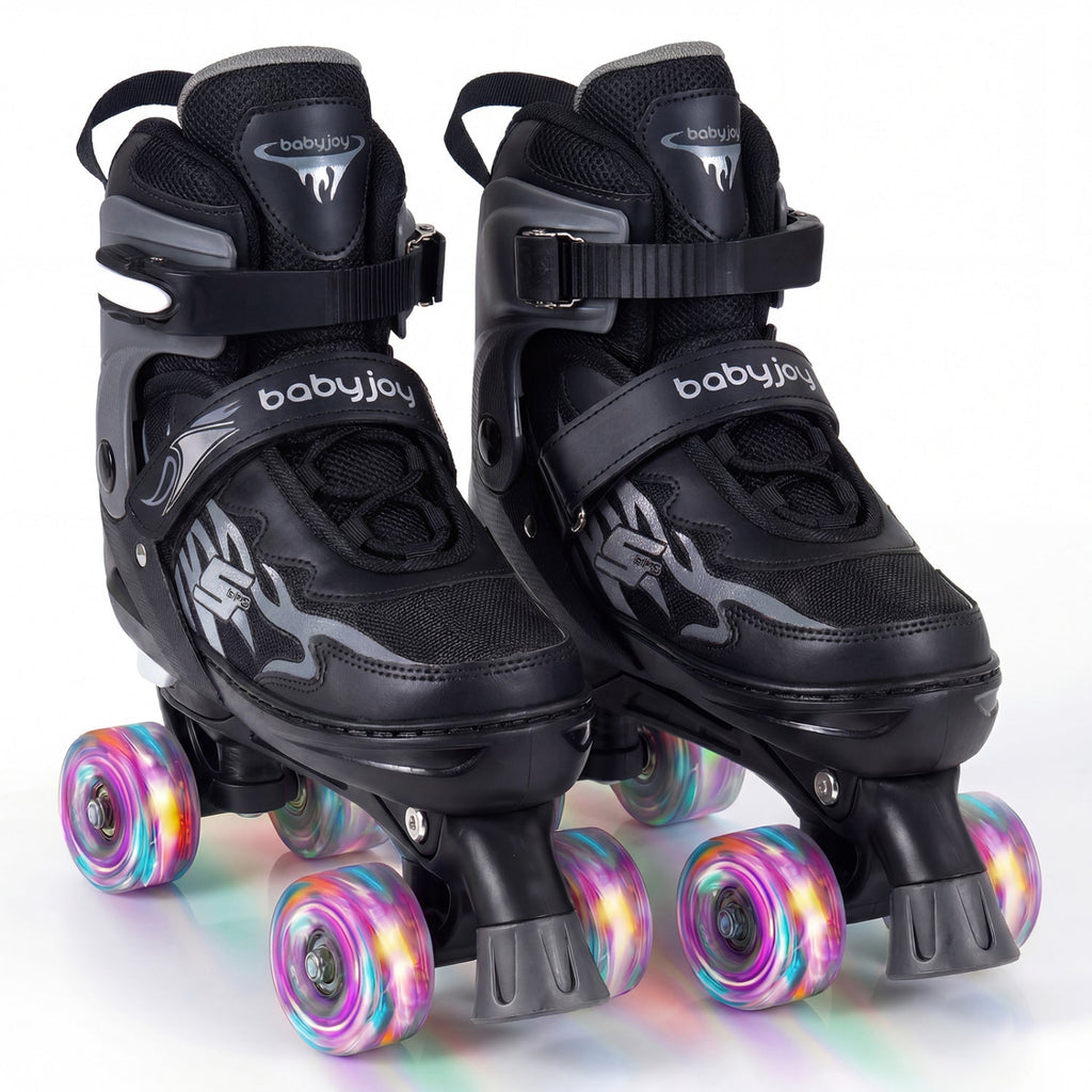 Kids Roller Skates for Girls Boys Teens 4 Sizes Adjustable Quad Skates with Light-up Wheels