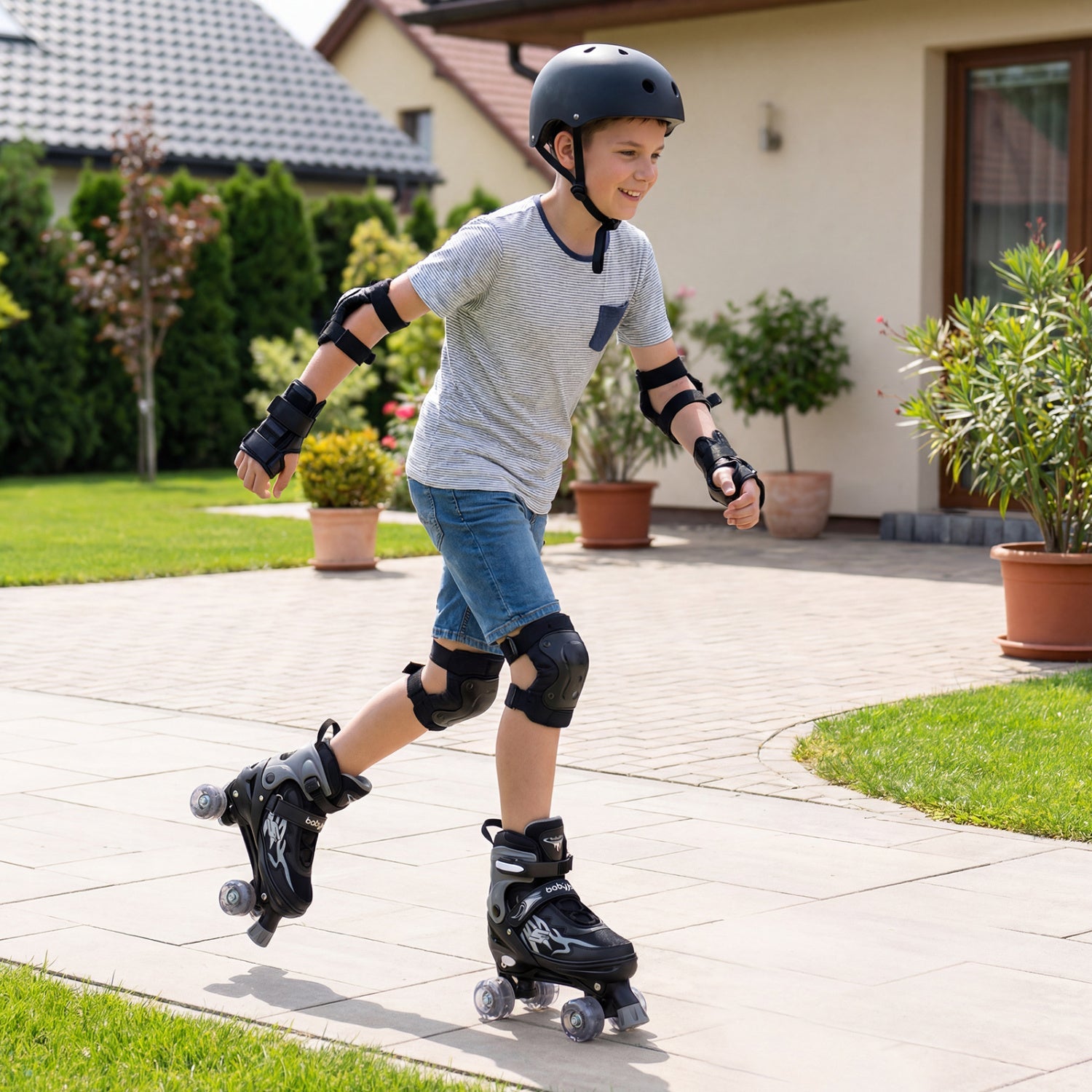 Kids Roller Skates for Girls Boys Teens 4 Sizes Adjustable Quad Skates with Light-up Wheels