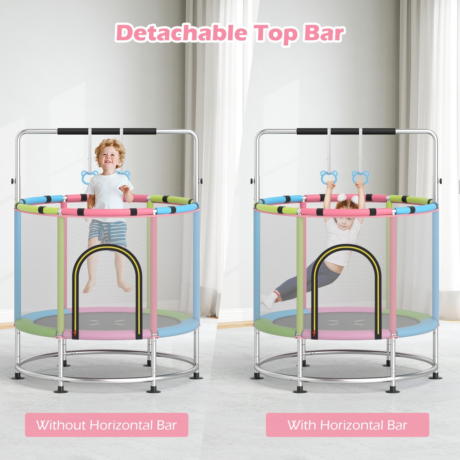 55" Kids Trampoline Gift for for 3-6 Years Old Boys and Girls