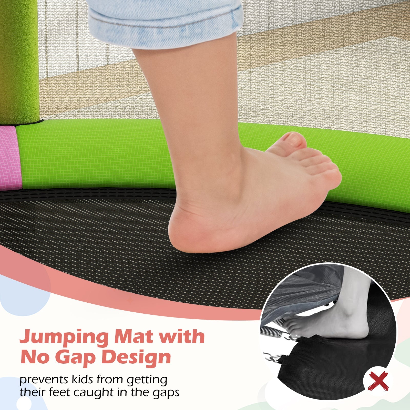 55" Kids Trampoline Gift for for 3-6 Years Old Boys and Girls