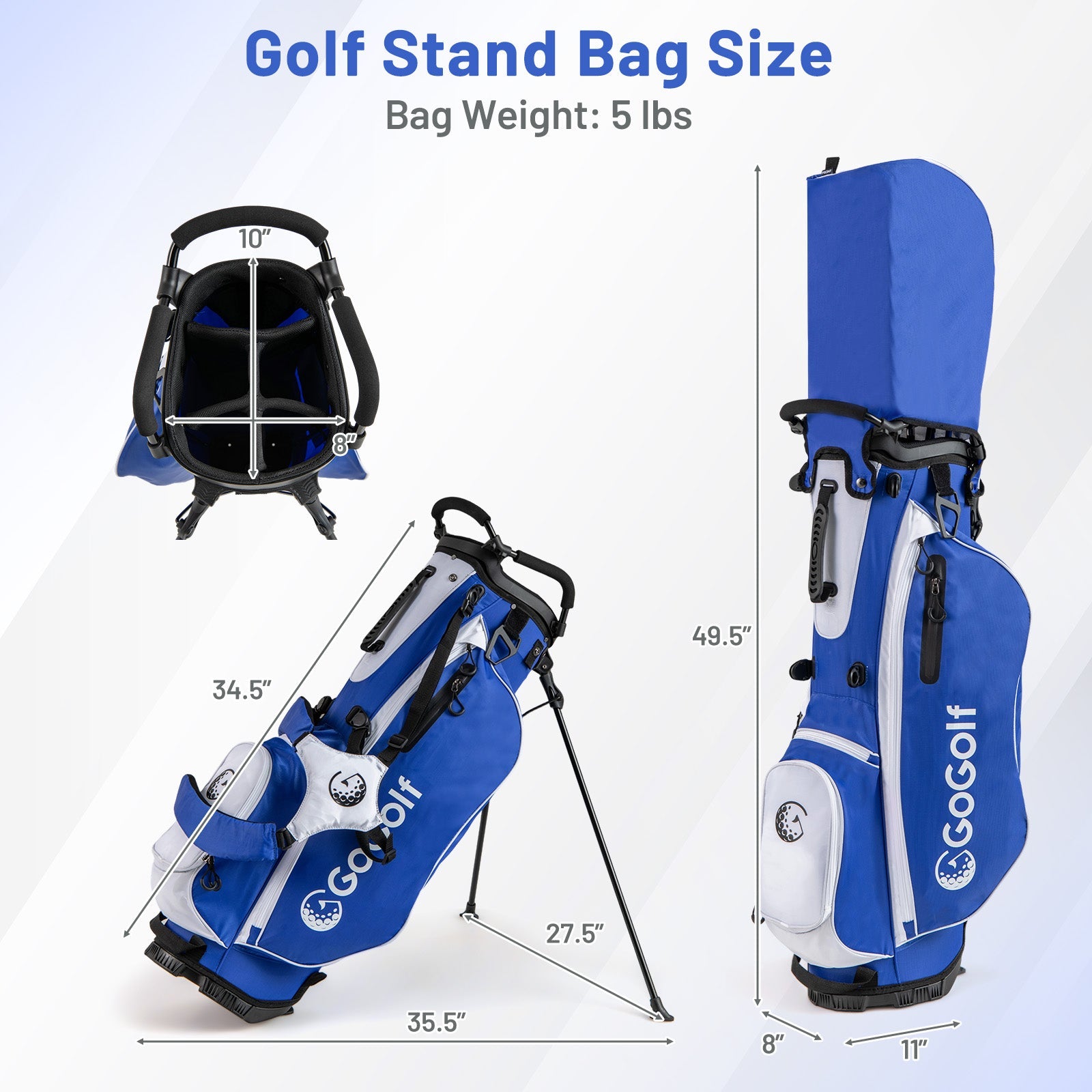 Men's Complete Golf Clubs and Bag Set with Headcovers and Putter-Blue