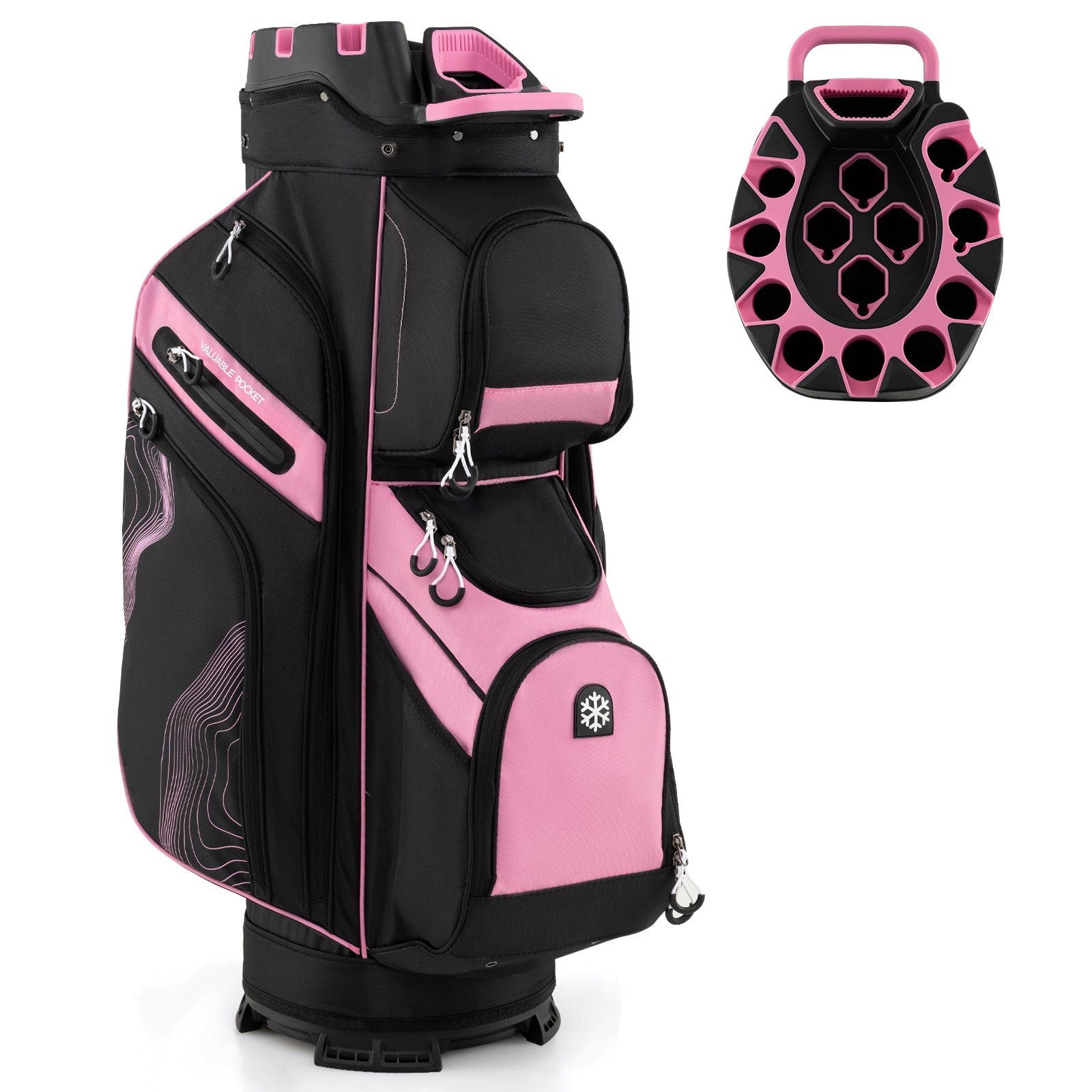 Molded Lock Top Golf Cart Bag with 14-Way Full Length Dividers and 11 Pockets