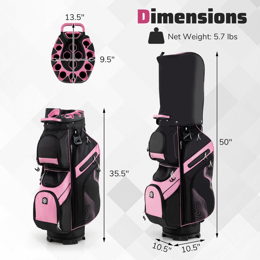 Molded Lock Top Golf Cart Bag with 14-Way Full Length Dividers and 11 Pockets