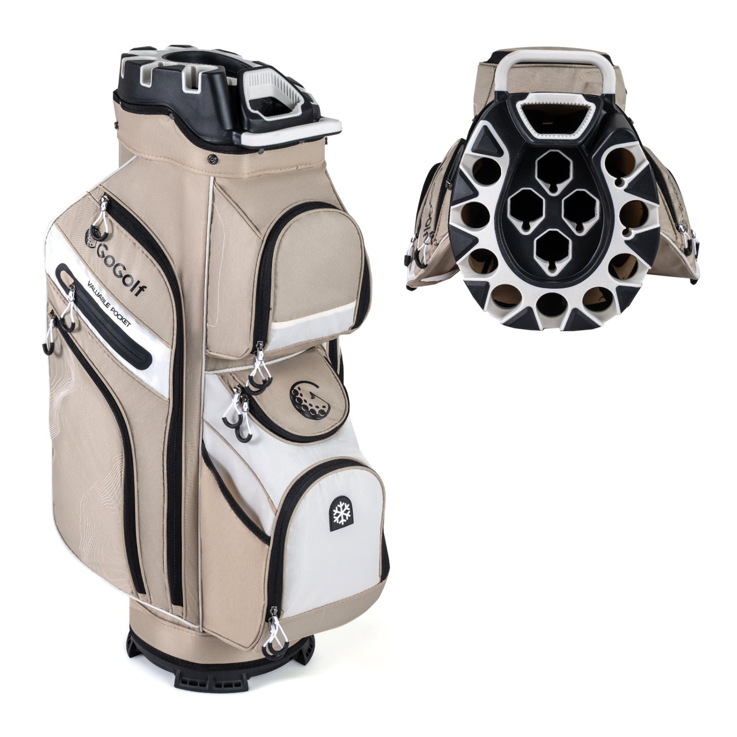Molded Lock Top Golf Cart Bag with 14-Way Full Length Dividers and 11 Pockets