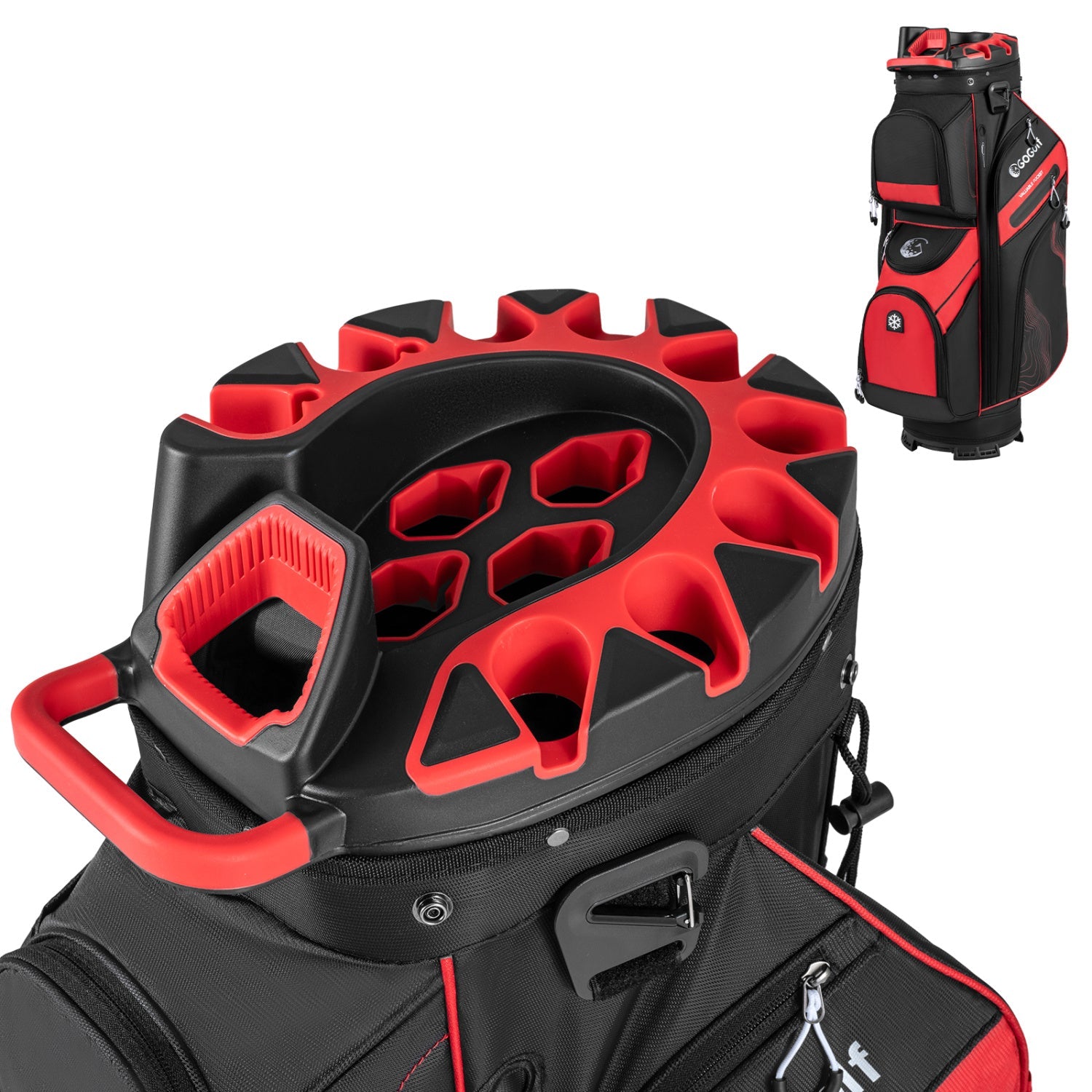 Molded Lock Top Golf Cart Bag with 14-Way Full Length Dividers and 11 Pockets