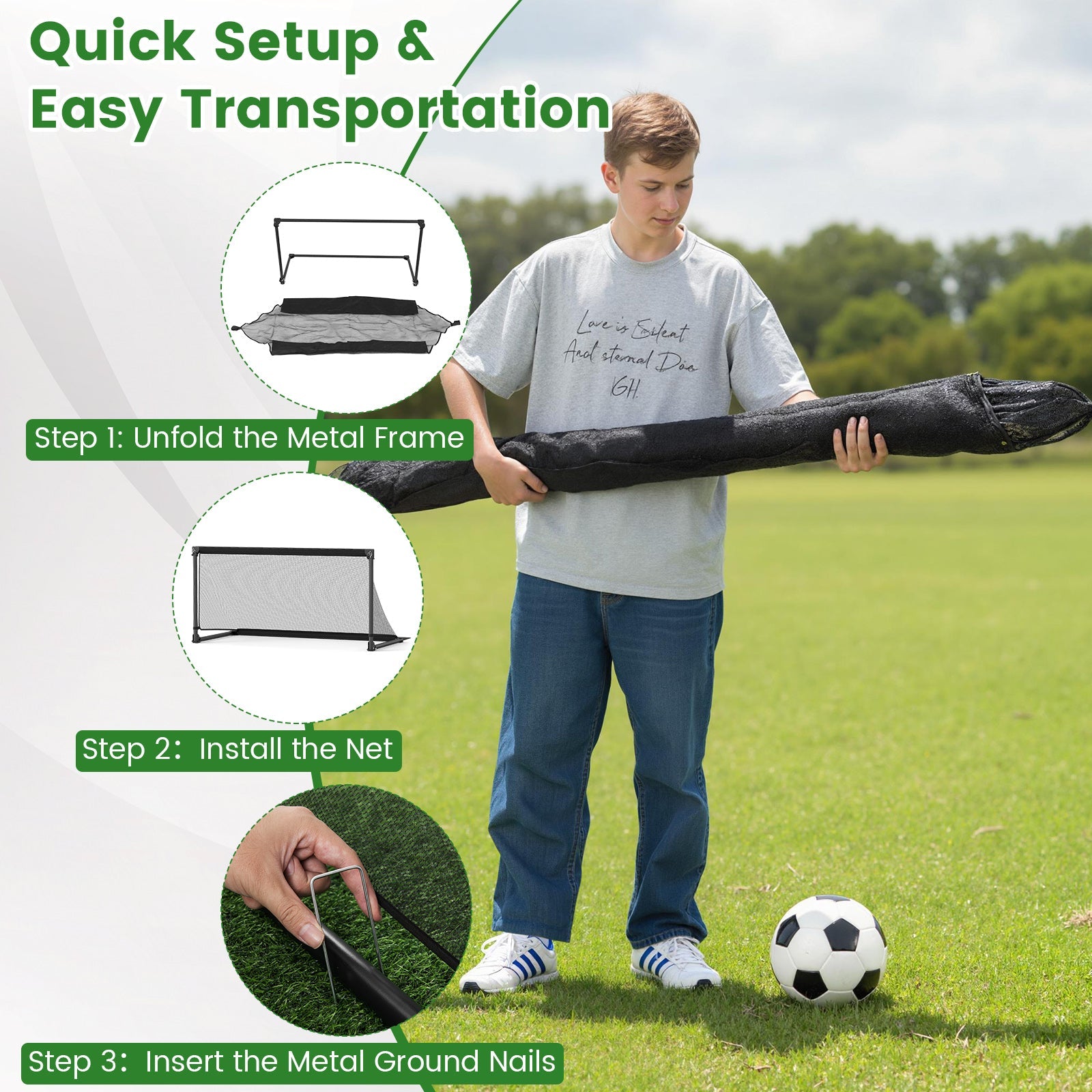 Portable POP Up Toddler Soccer Net with Metal Frame