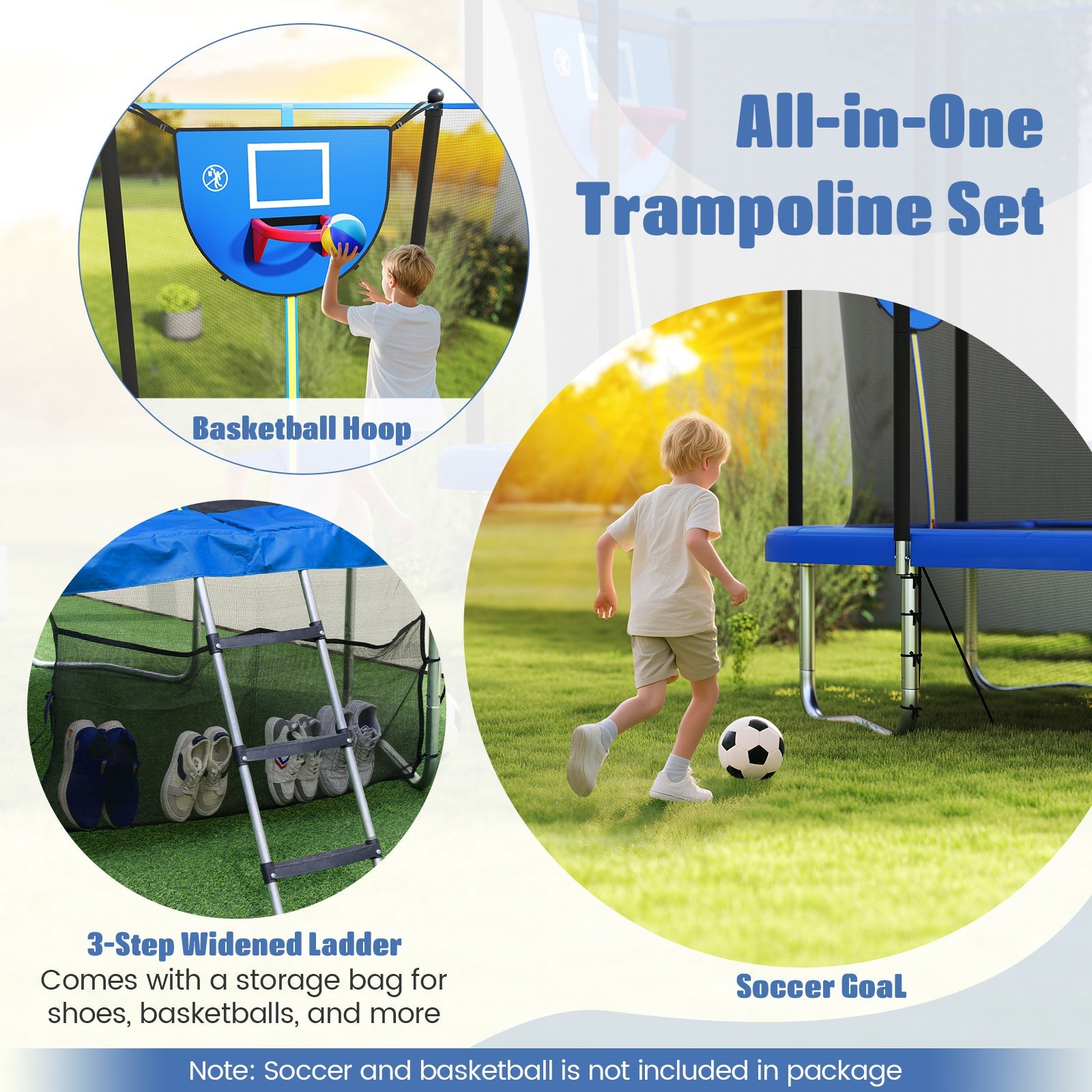 Rectangle Outdoor Trampoline 10 x 8 FT Heavy-Duty Trampoline with Basketball Hoop