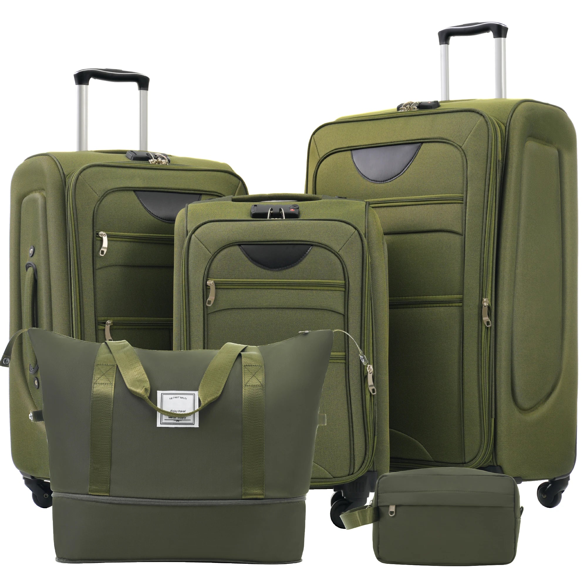 Softside Luggage Expandable 5 Piece Set with Duffel Bag