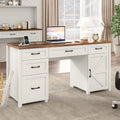 47" Farmhouse Computer Desk with Drawers and Storage Cabinet for Home Office