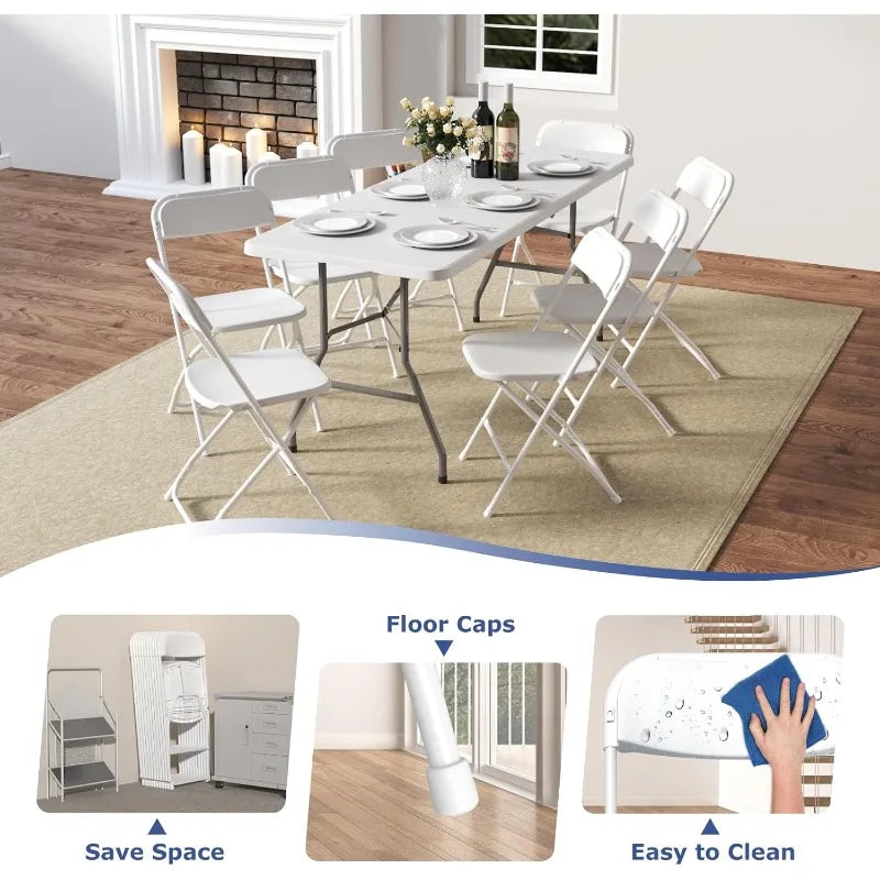 20 Pack White Folding Chairs, 350lb Capacity.