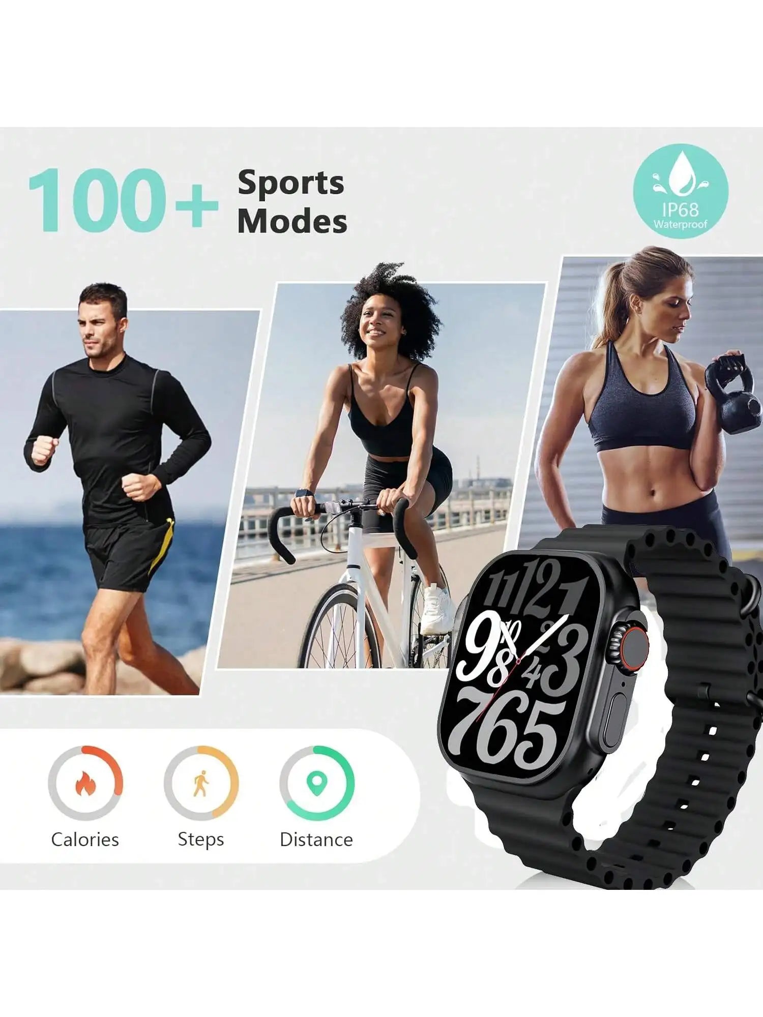 Touch Screen Smart Watches for Men Women with Case and 7 Watch Bands