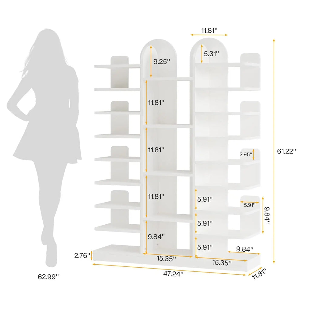 Premium 13-Tier Freestanding Tall Wooden Shoe Rack
