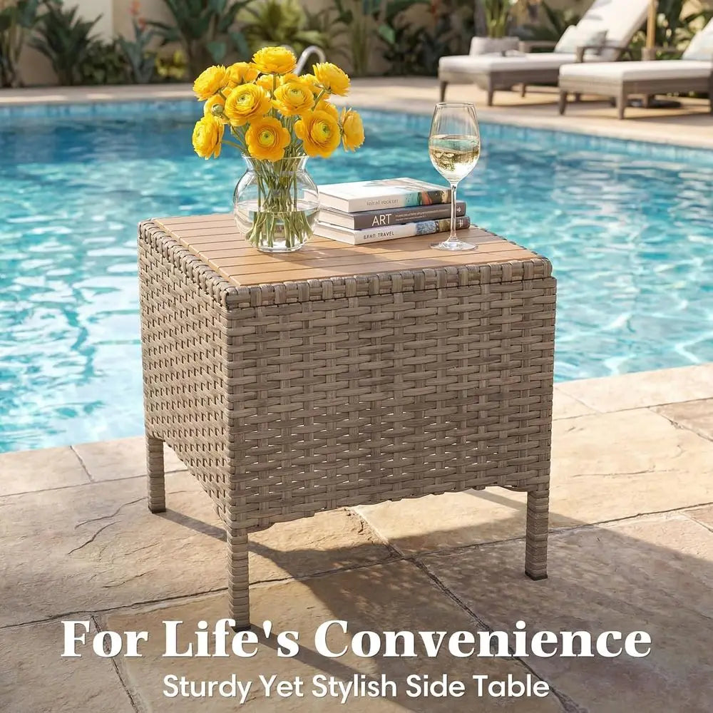 Wicker Patio Furniture Set with Swivel Glider, Loveseat Sofa, 2 Ottomans, Side and Coffee Tables