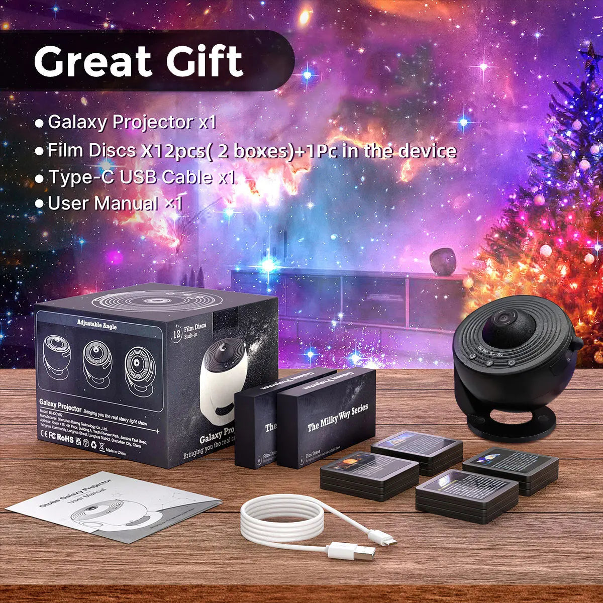 13 In 1 Galaxy Star Projector Night Light