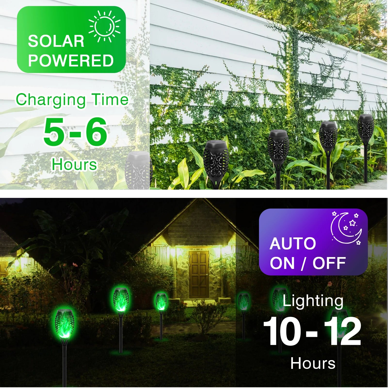 LED Flickering Outdoor Solar Flame Torch Light