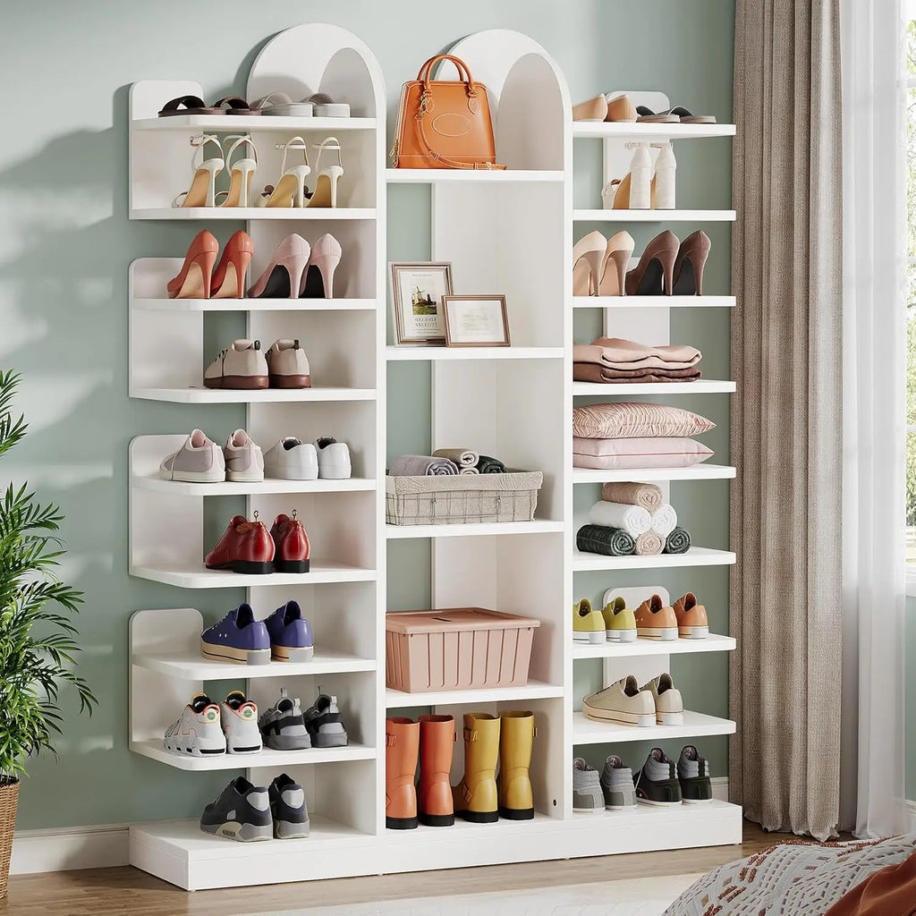 Premium 13-Tier Freestanding Tall Wooden Shoe Rack