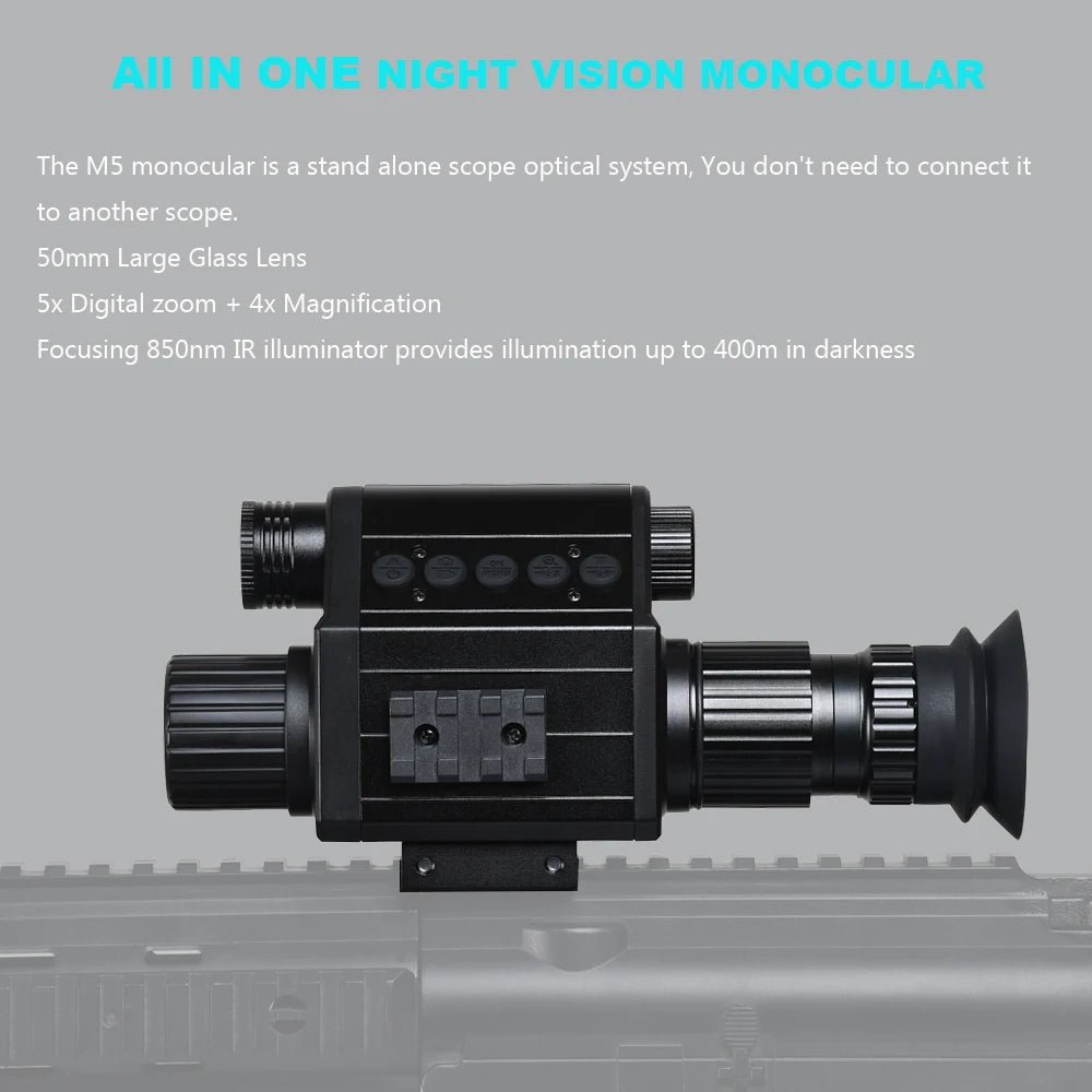 5X Zoom HD 1080P Digital Night Vision Riflescope, Sight Monocular
