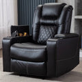 Electric Power Recliner Chair with USB Ports and Cup Holders, Breathable Leather Home Theater Seating