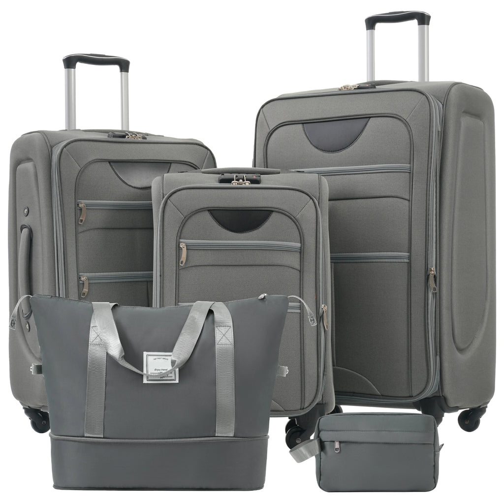 Softside Luggage Expandable 5 Piece Set with Duffel Bag