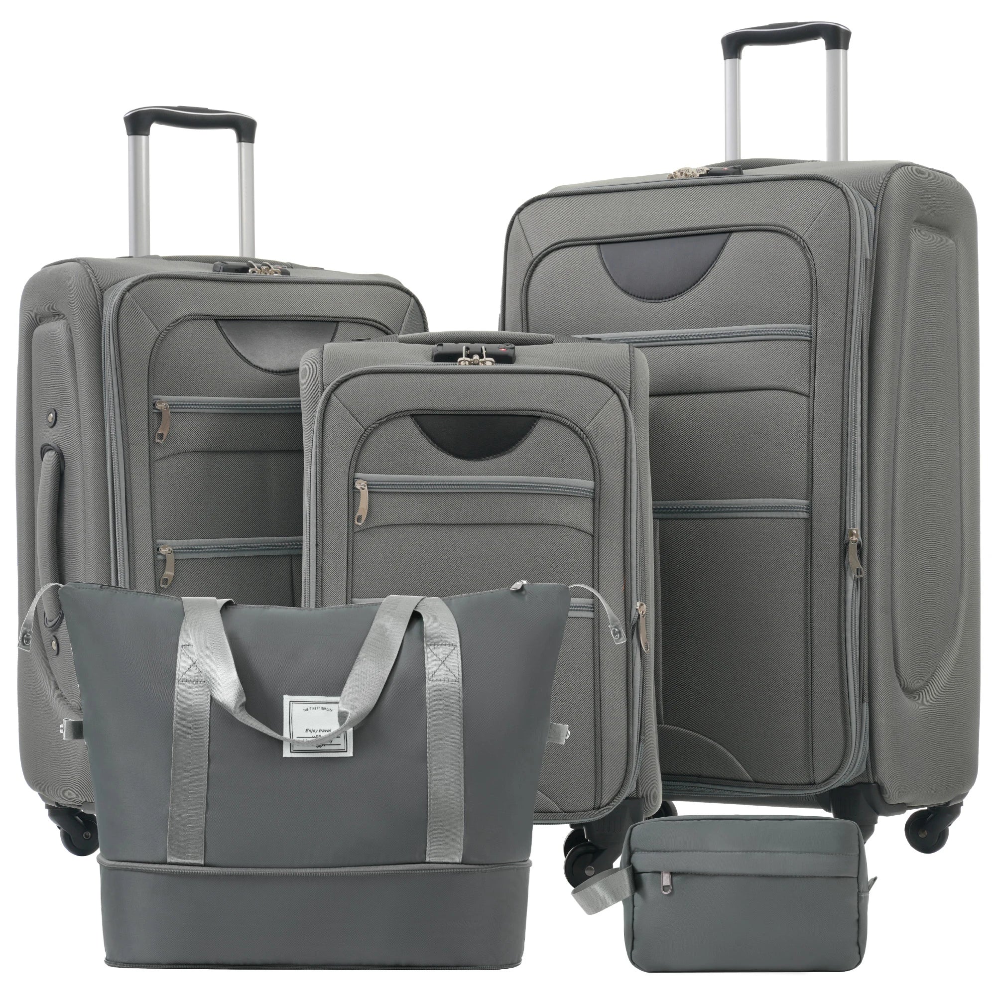 Softside Luggage Expandable 5 Piece Set with Duffel Bag
