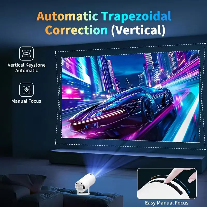 Smart projector with Android 11 system, Wi-Fi 6/Bluetooth 5.2, suitable for movie streaming and enhanced gaming experience