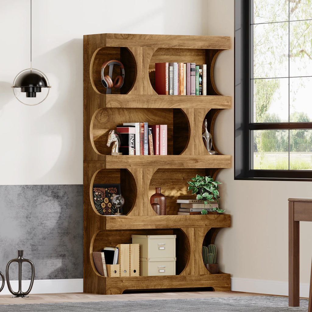 Tribesigns 71" Tall S-Shaped 4-Tier Bookcase