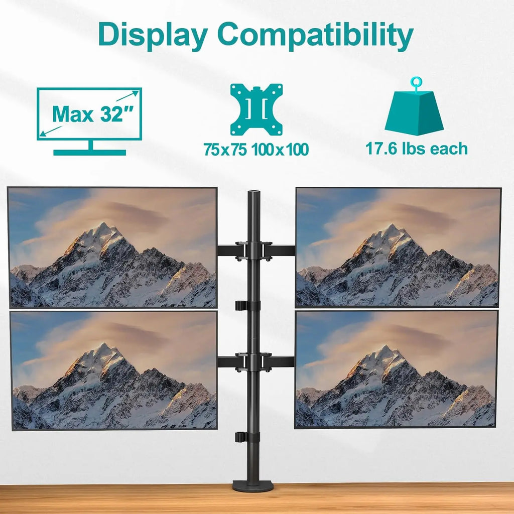 Quad Monitor Stand for 13-32 Inch Screens