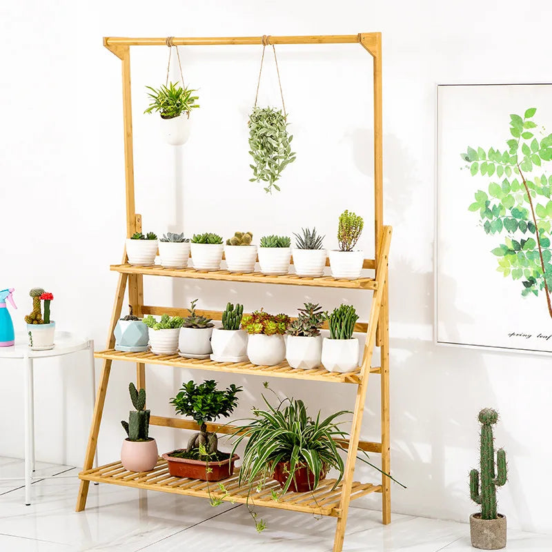 Folding Bamboo Plant Stand