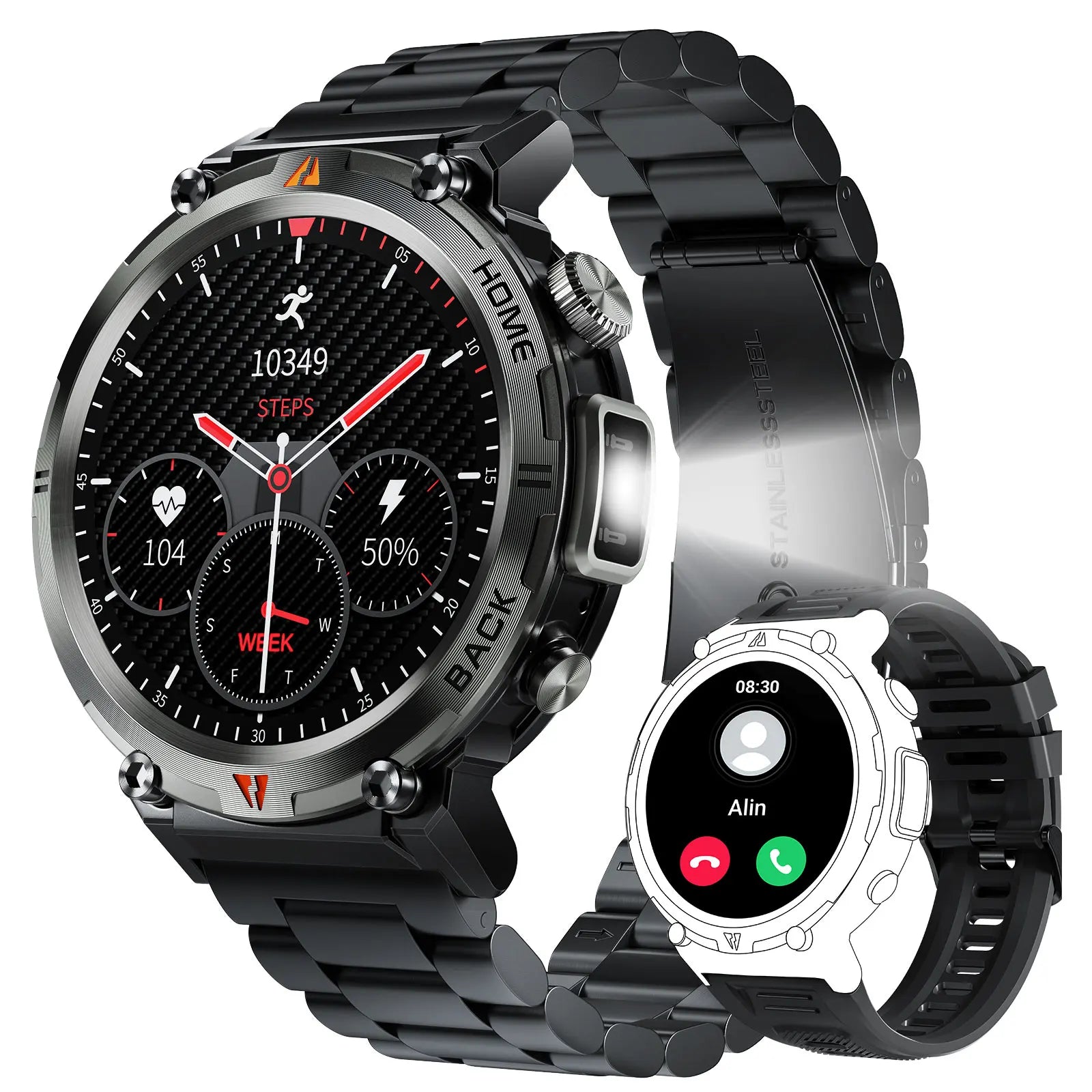 Bluetooth touch screen smartwatch and health monitor