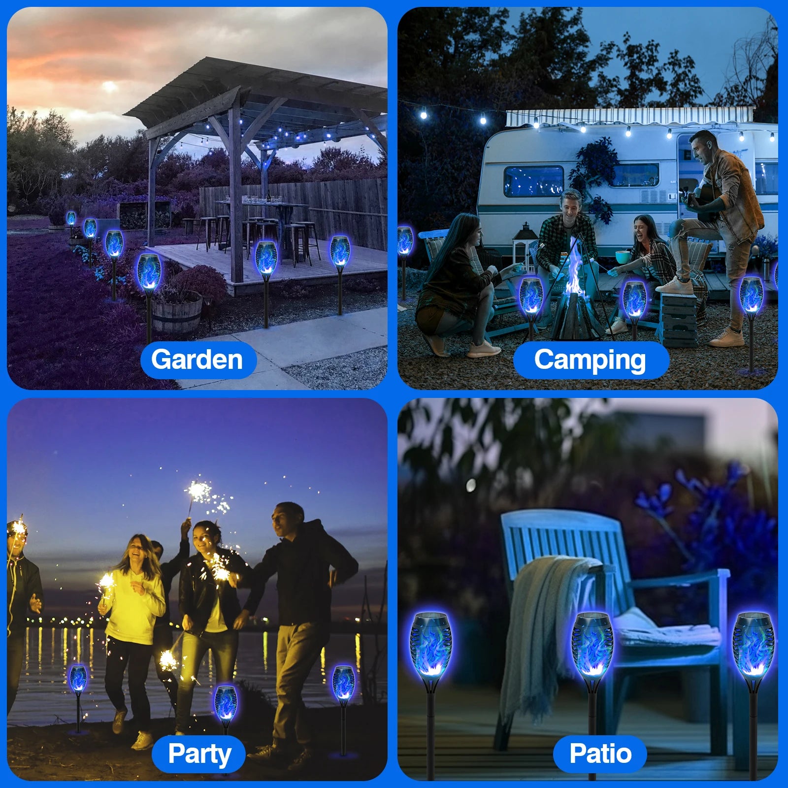 LED Flickering Outdoor Solar Flame Torch Light