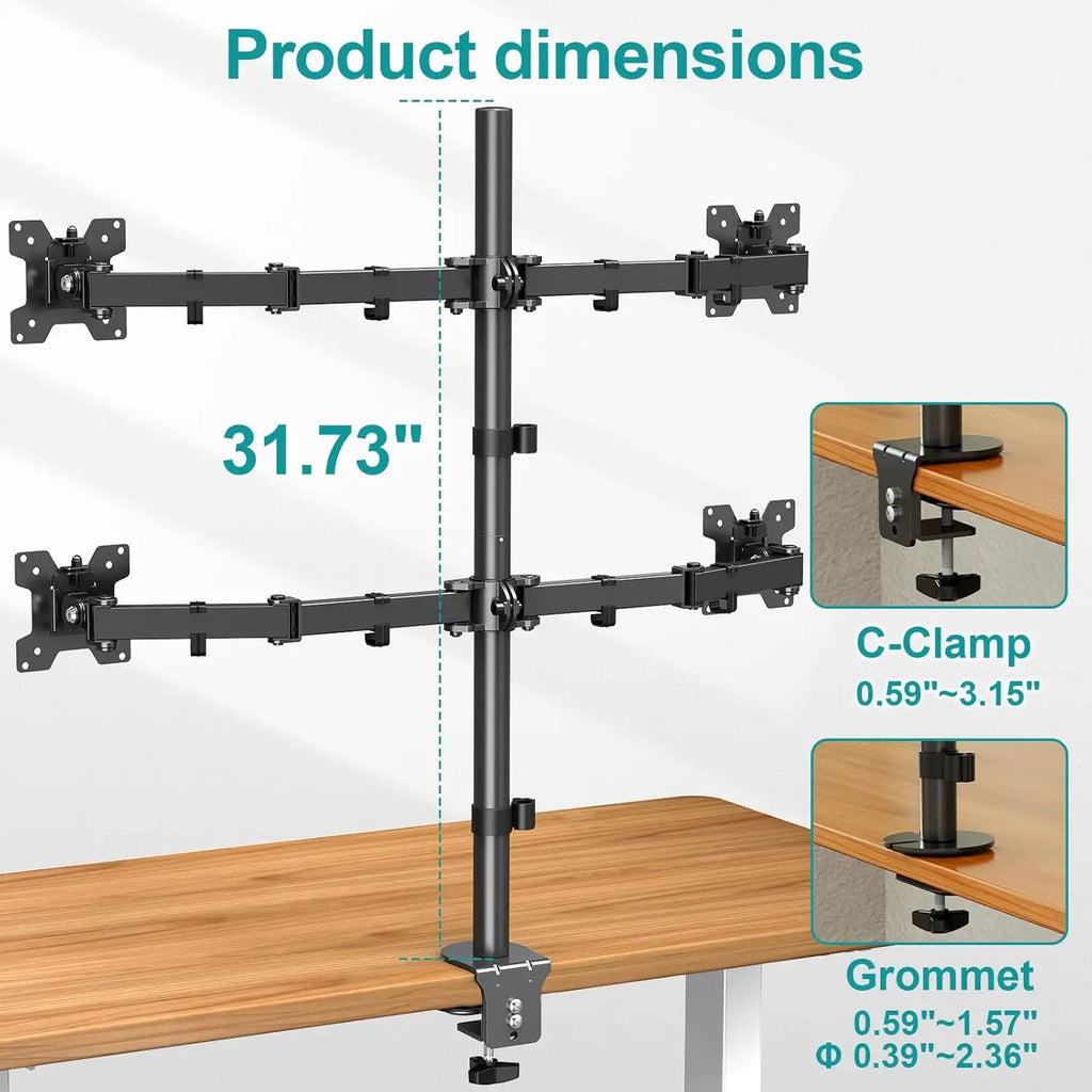 Quad Monitor Stand for 13-32 Inch Screens