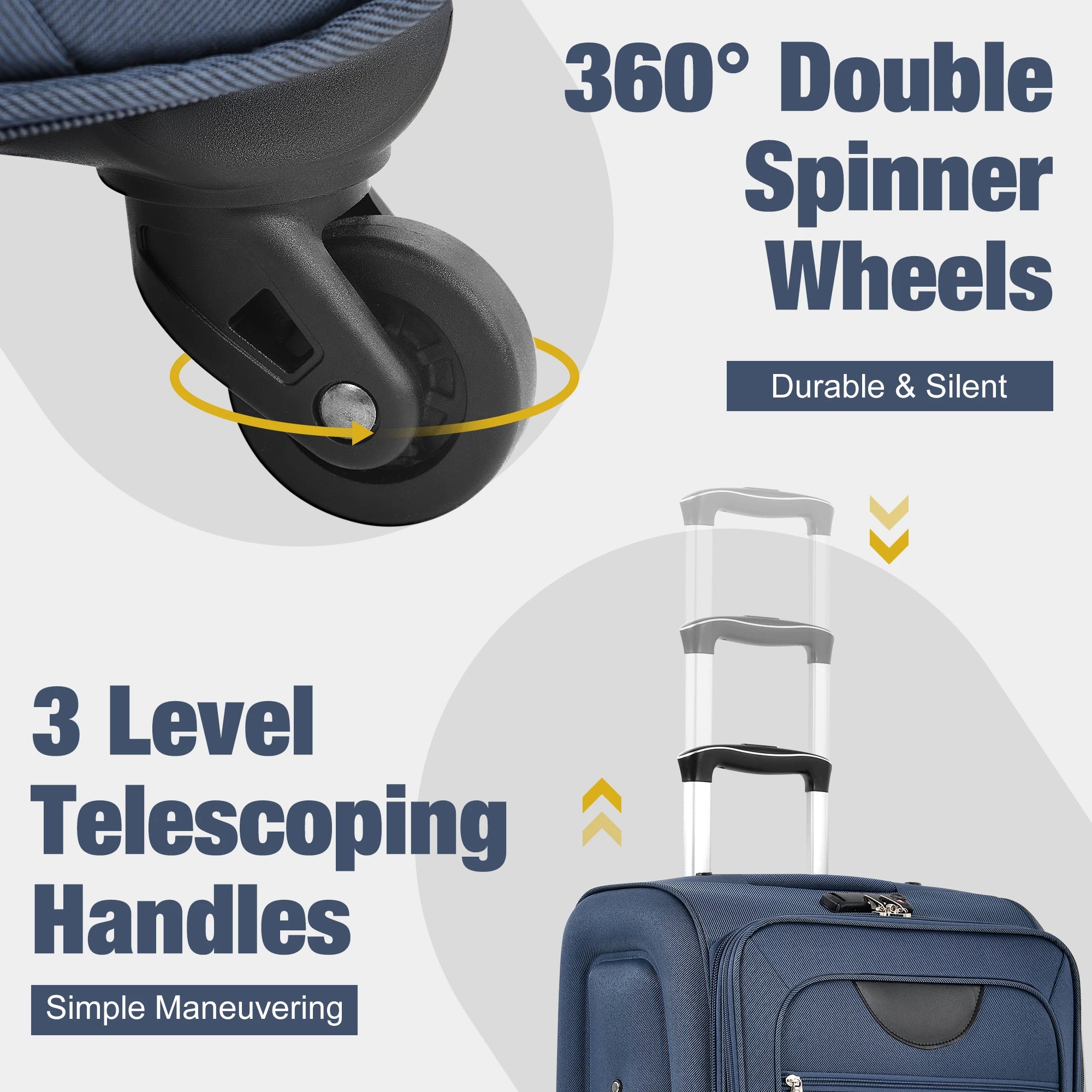 Softside Luggage Expandable 5 Piece Set with Duffel Bag