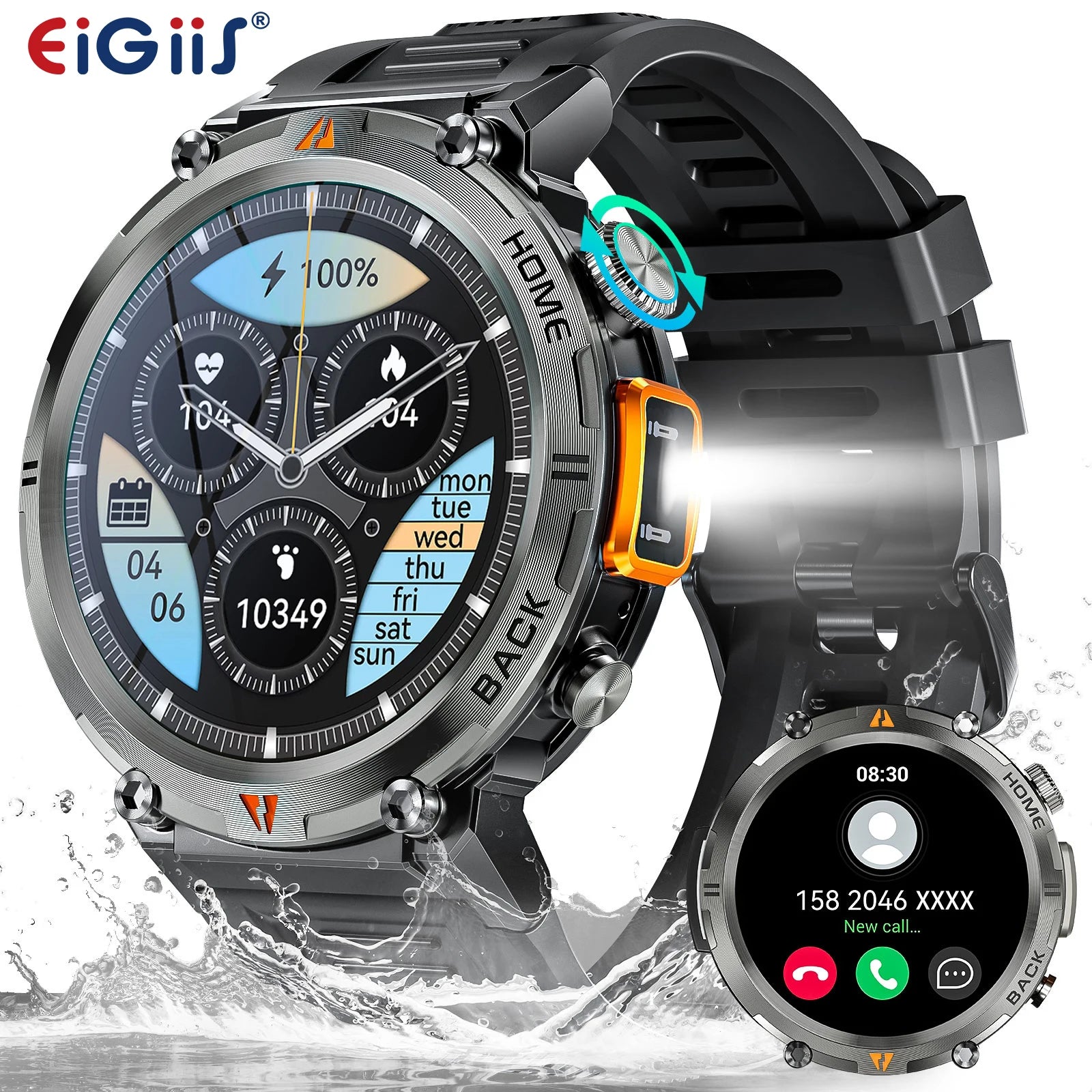 Bluetooth touch screen smartwatch and health monitor