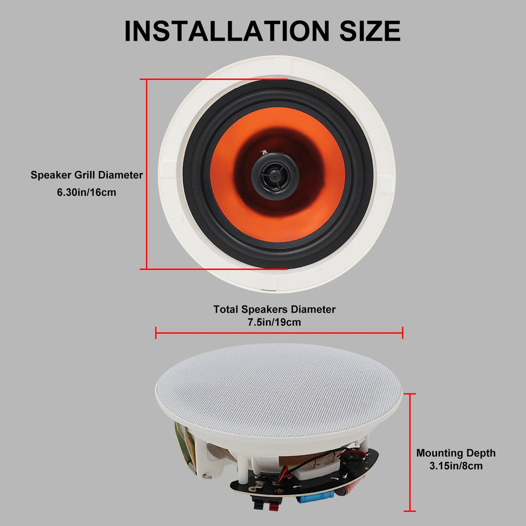 6.5 Inch 300W Home Audio Bluetooth Recessed Ceiling Speaker
