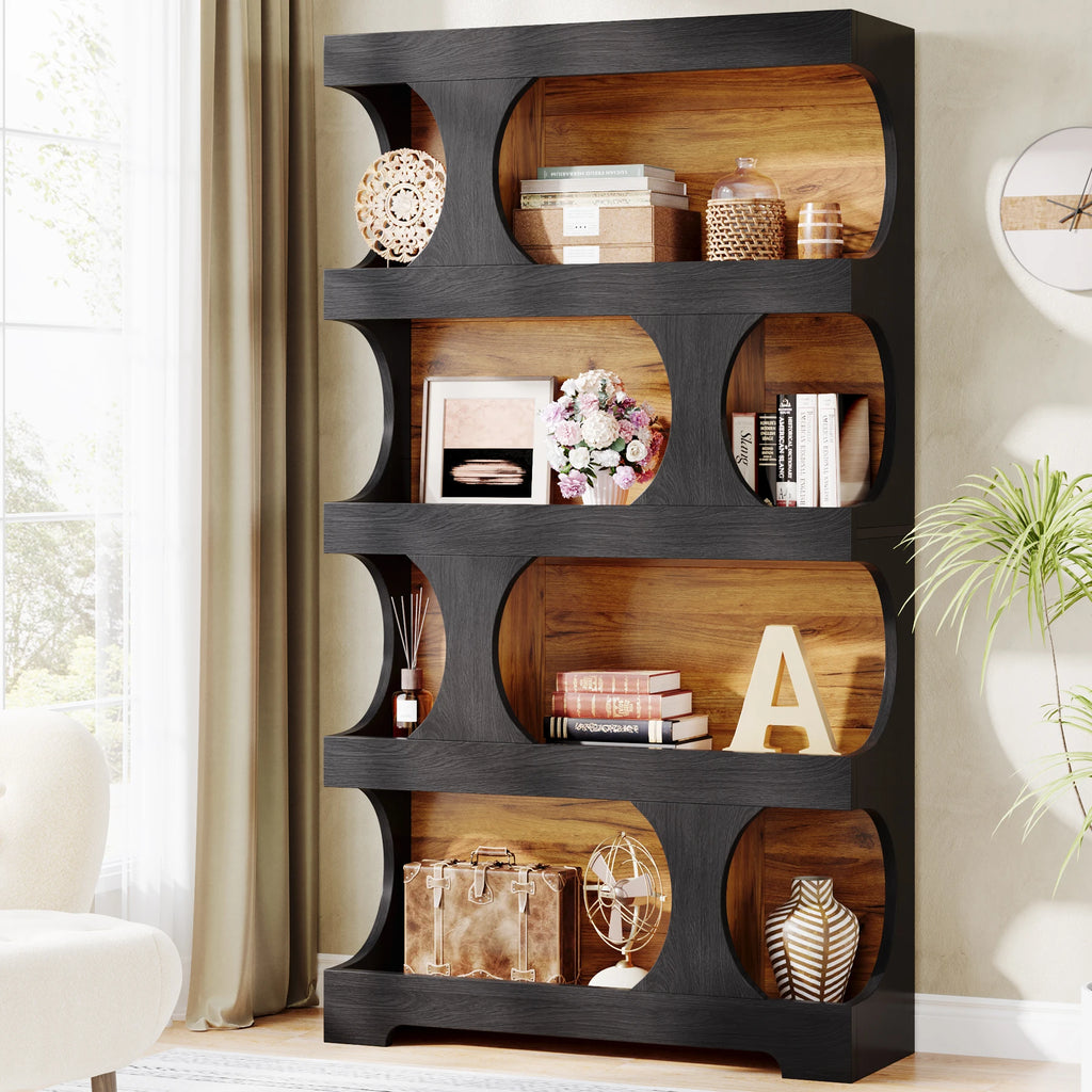 Tribesigns 71" Tall S-Shaped 4-Tier Bookcase