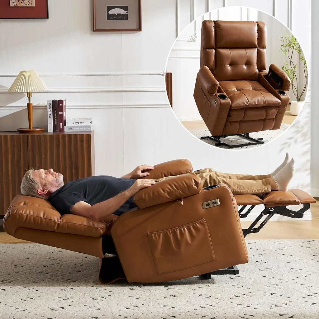 Power Lift Recliner Chair for Elderly with Massage and Heat, Dual Motor Electric Lift Chair with Arm Storage