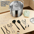 Stainless Steel Water Bath Canner Pot and Tempered Glass Lid Canning Starter Kit