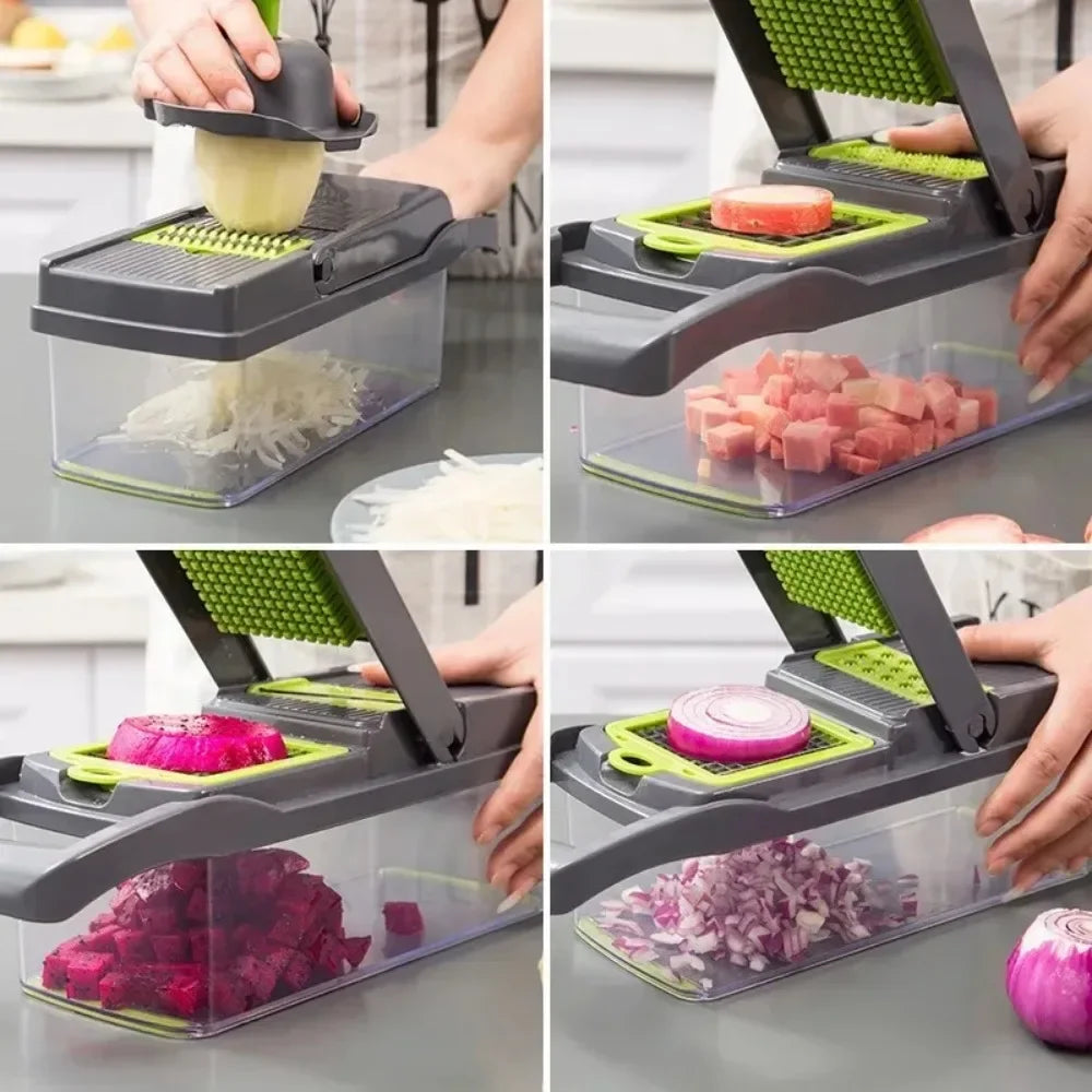 Multifunctional Vegetable Chopper, Slicer, Dicer, Grater, with Handle